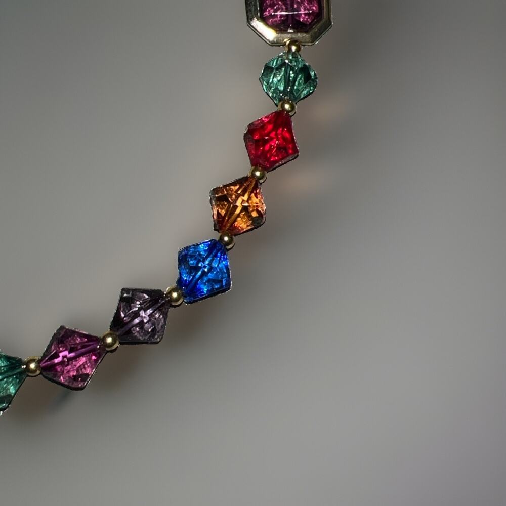 Barbara Lewis Multi‑Color Kinetic Necklace Gold‑Tone 4 Spinning Stones C753339 - Picture 4 of 11
